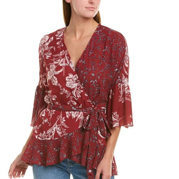 French Connection Tops - French Connection Ellette Crepe Floral Wrap Top. M